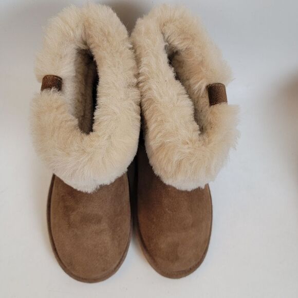 BEARPAW ABBY HICKORY Women mini boots short fleece Sherpa buckle slip on shoes - Picture 3 of 11